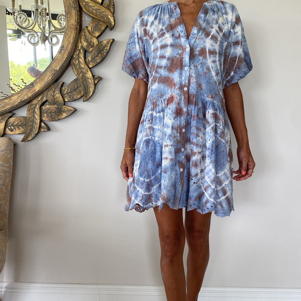 Stitchdrop eyelet tie dye dress
